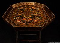 Full view of octagonal tray on stand showing overall design