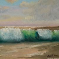 Close-up of wave detail and signature