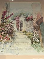 Close view of watercolor scene