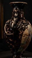 Front view showing dragon handle and flambé glaze