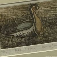 Close-up of etching showing image, edition number and signature