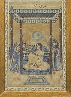 Close-up of illustrated scene and script