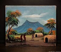 Frontal view of full painting showing scene and signature