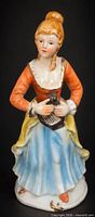 Front view of porcelain figurine showing overall design and colors
