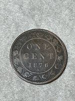 Reverse of 1876 Canada One Cent coin