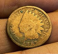 Obverse view showing Indian Head design and 1887 date