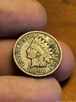 Obverse view of 1906 Indian Head cent
