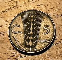 Reverse showing denomination, wheat ear, date 1927