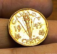 Reverse showing CANADA 1943 V-torch design