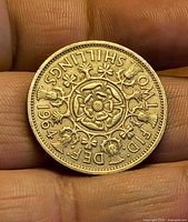 Reverse showing FID DEF TWO SHILLINGS 1964 floral design