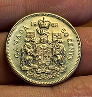 Reverse showing Canadian Coat of Arms and 1968 date