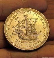Reverse of coin showing ship and inscriptions