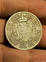 Reverse of 1894 half crown showing crowned shield and legends