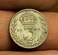 Reverse showing crowned numeral 3, wreath, and date 1906