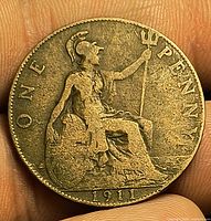 Reverse of 1911 penny showing Britannia design