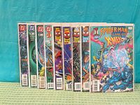 Front view showing entire lot of bagged comics
