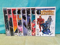 Front view showing all eight Black Panther comics issues 41-48 in a row