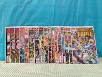 Front view of all 15 Fantastic Force issues side by side