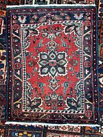 Full view of Hamadan rug showing design and size