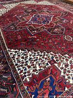 Central medallion and surrounding field of Heriz rug