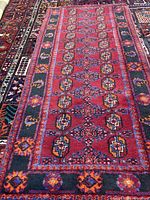 Full view of Turkman runner rug showing entire design and dimensions context