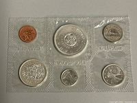 Front view of sealed six-coin 1964 Canadian Mint set
