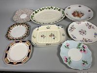 All nine dinnerware pieces laid out