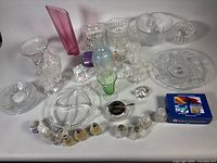 Group shot of entire assortment showing variety of glass items and coaster box