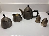 Full view of five-piece tea set