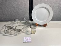 All three items: plate on stand, ruffled bowl, tumbler