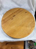 top view of lazy susan showing wood grain and finish
