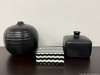 Group shot of both vases and trinket box