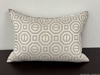 Front view of silver-taupe geometric raw silk accent pillow