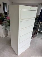 full view of tall white 6-drawer dresser