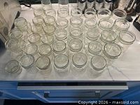 Top view of grouped clear glass canning jars