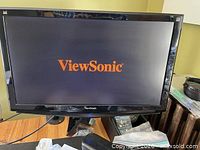 Front view of powered-on ViewSonic monitor