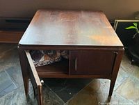 Top view showing square shape and worn finish