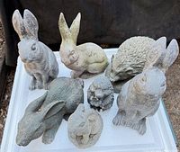 Group view of all seven animal statues