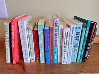 Row of ten assorted book spines