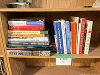 Shelf showing full assortment of books left and right stacks