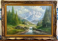 Full view of framed oil painting