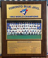Full view of framed plaque showing logo, team photo and text