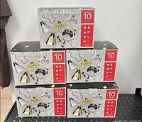 Front view showing five sealed party kit boxes