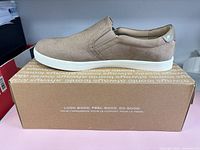 Left shoe on top of branded box showing side profile