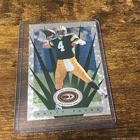 Front view of Brett Favre card in holder
