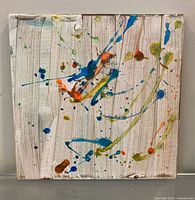 Full view of square acrylic abstract painting on canvas