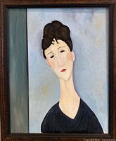 Front view of framed acrylic portrait painting