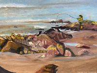 Close-up central section highlighting rocks and fisherman