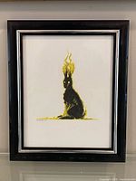 Full view of framed rabbit artwork, shows frame style and matting