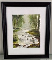 Framed watercolour showing full artwork and frame